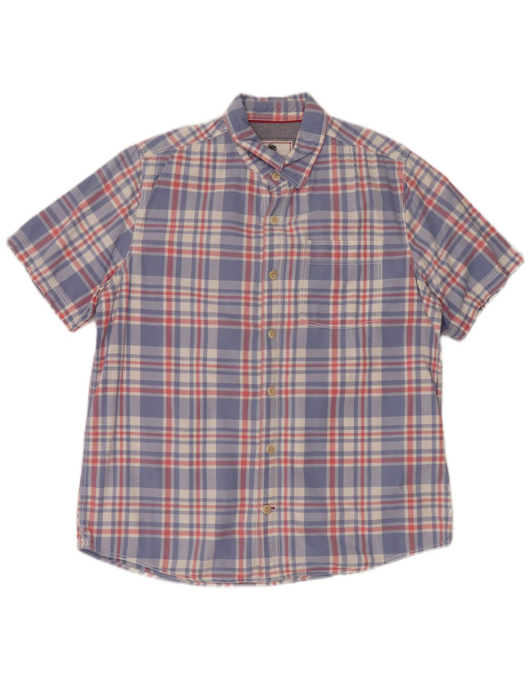 Camisa de manga corta para hombre Fat Face de algodón con cuadros azules grandes