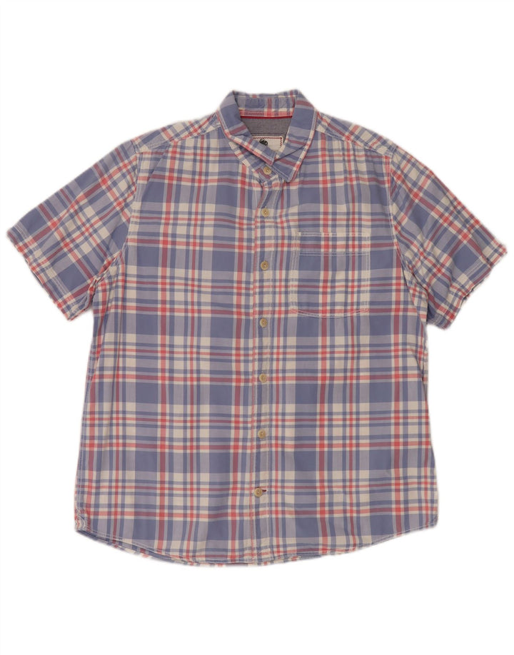 Camisa de manga corta para hombre Fat Face de algodón con cuadros azules grandes
