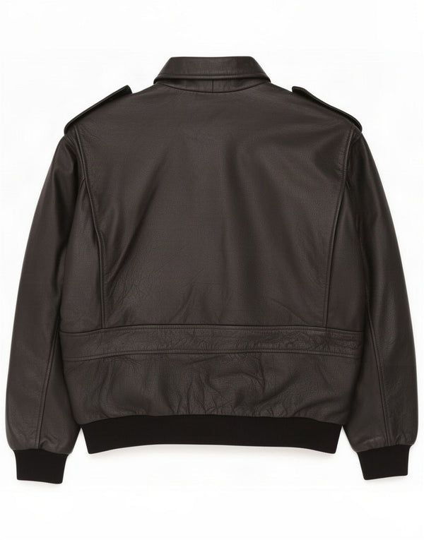 Chaqueta de aviador de cuero vintage para hombre UK 42 XL Negro