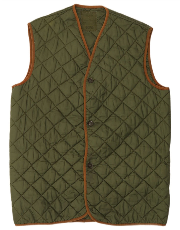 Vintage hombres acolchado Gilet Reino Unido 40 verde grande