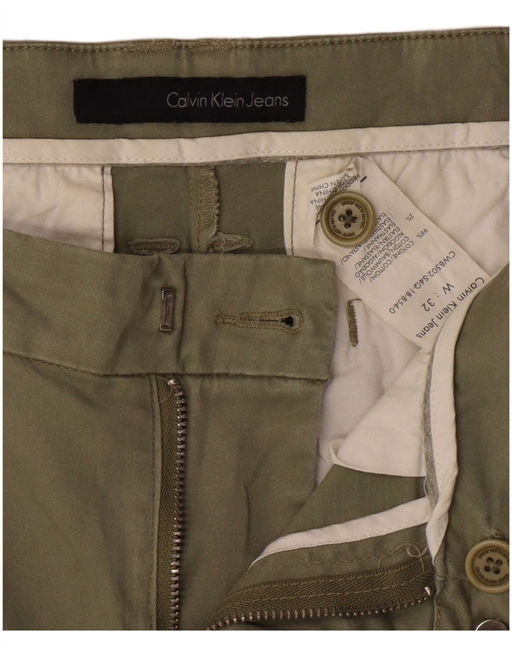 Calvin Klein Jeans Pantalones chinos ajustados para hombre W32 L27 Caqui Algodón Clásico