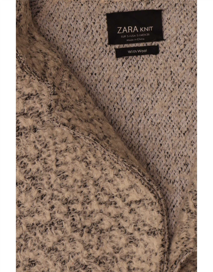 Zara Mujer Abrigo Extragrande UK 10 Small Lana Moteada Beige