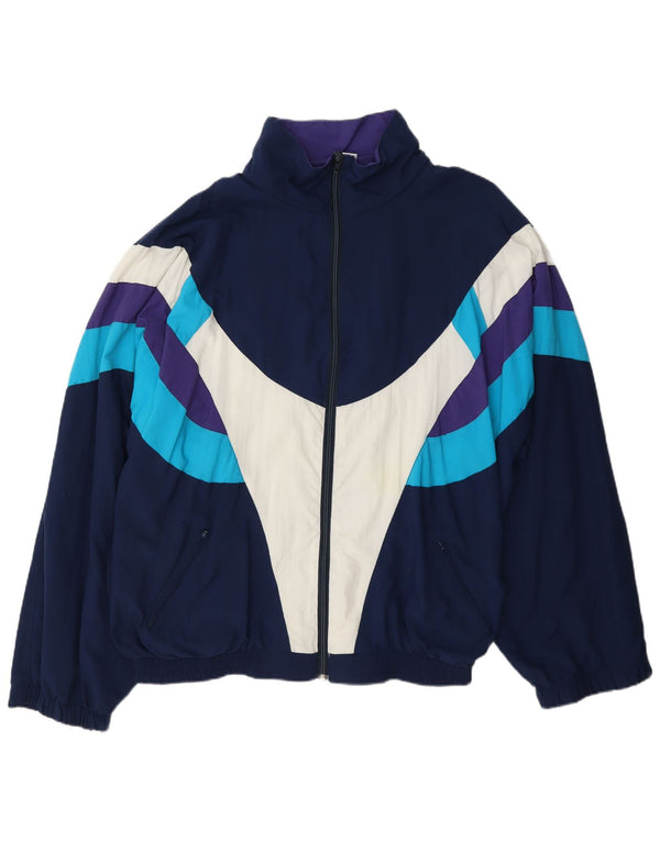Tactel Hombre Chándal Top Chaqueta 2XL Azul Marino Colorblock Poliamida