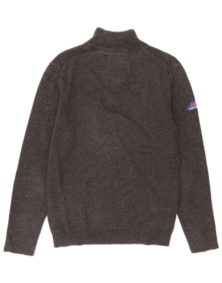 Superdry Jersey con cuello y cremallera para hombre de algodón moteado en gris medio