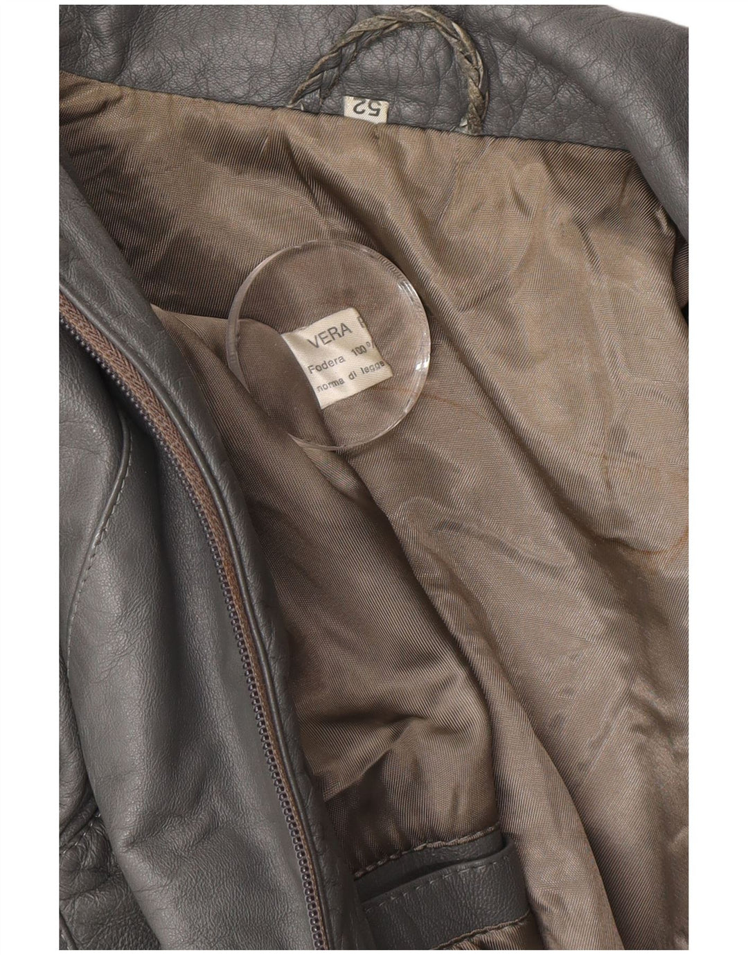 Chaqueta de cuero vintage para hombre IT 52 XL cuero gris