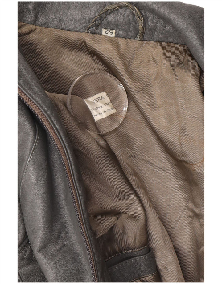Chaqueta de cuero vintage para hombre IT 52 XL cuero gris