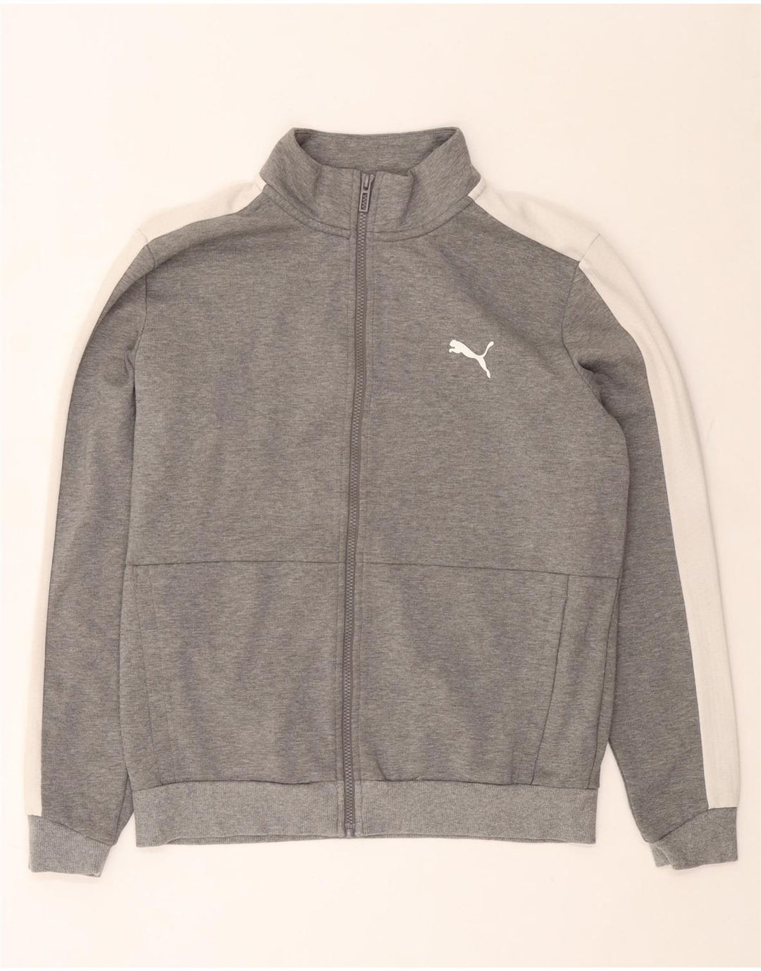 PUMA Chaqueta de chándal para hombre de algodón color block en gris medio