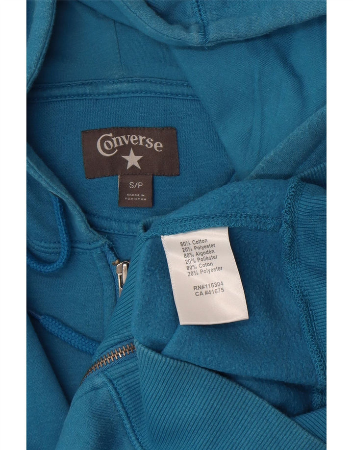 Converse - Sudadera con capucha y cremallera para hombre, talla pequeña, algodón azul
