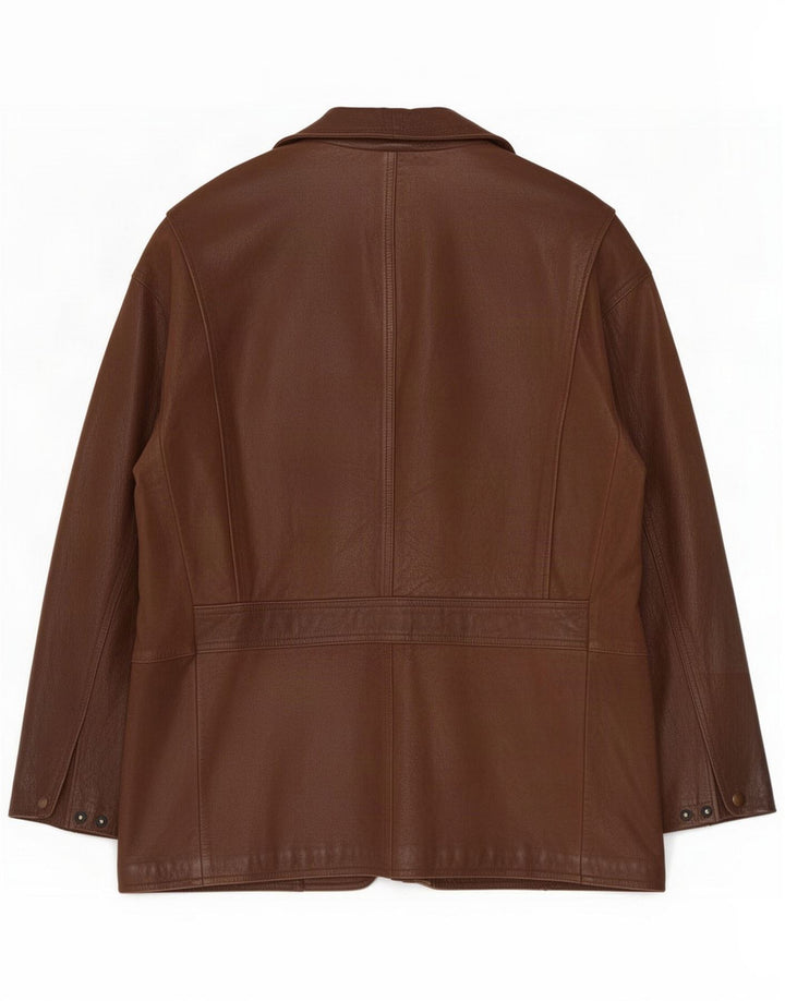 Abrigo de cuero para hombre Fratelli Rossetti IT 56 3XL Marrón