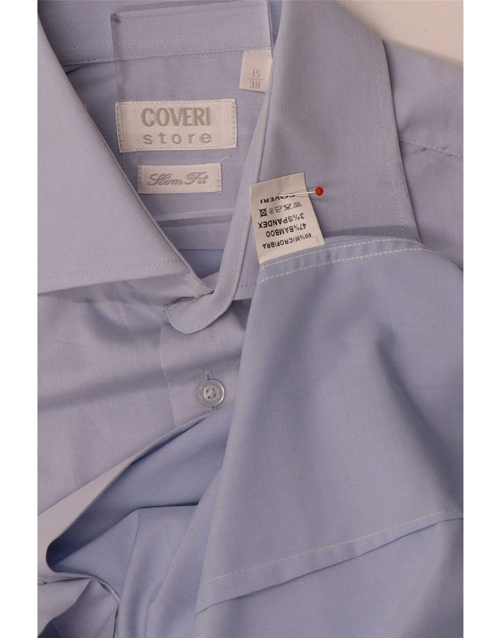 Camisa Coveri Hombre Slim Fit Talla 38 15 Microfibras Azul Medio
