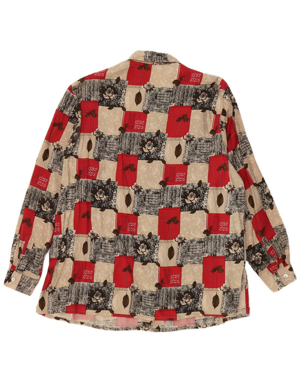 VINTAGE Blusa camisa mujer Reino Unido 20 2XL Viscosa floral multicolor