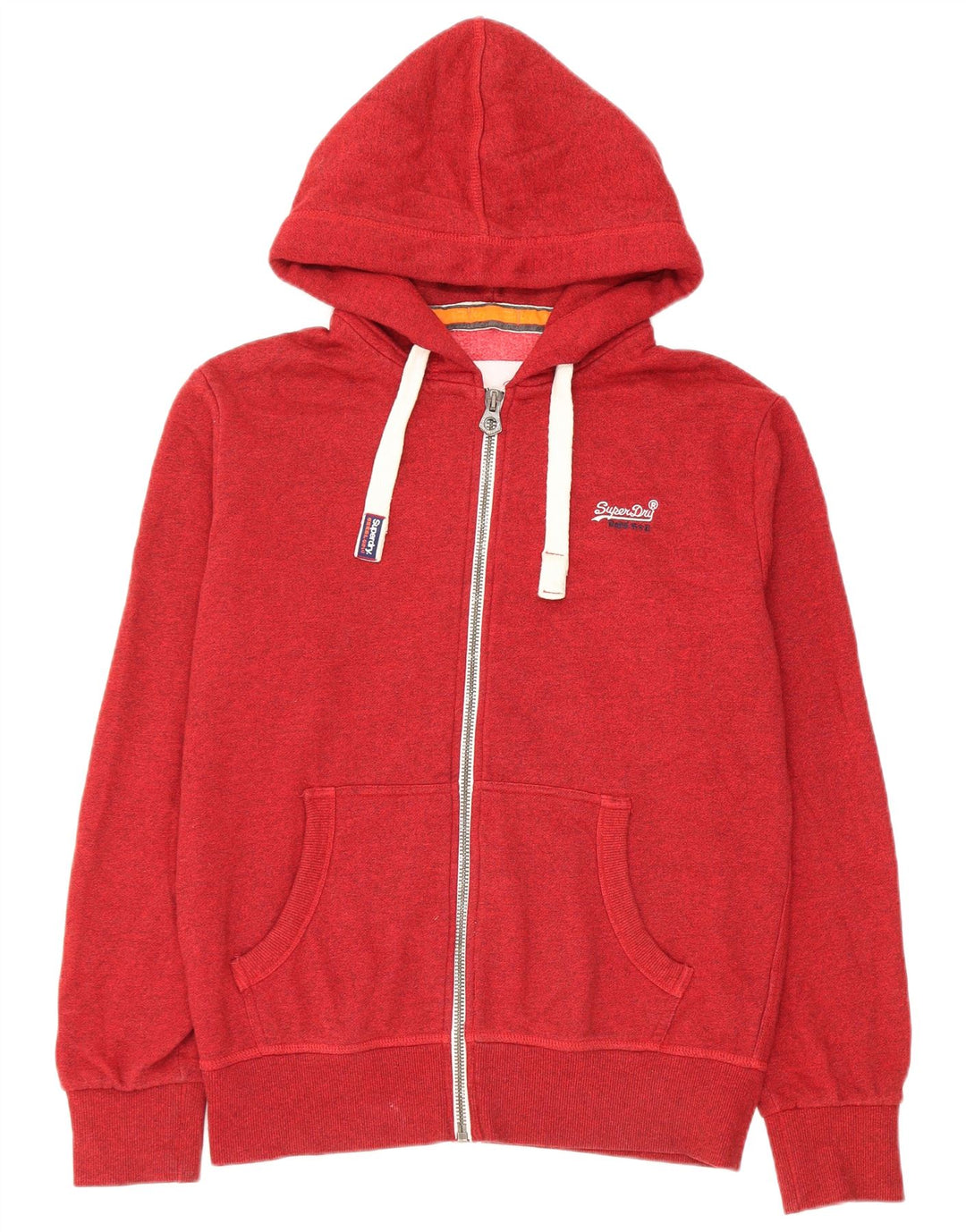 Superdry Sudadera con capucha y cremallera para hombre, tamaño grande, algodón rojo