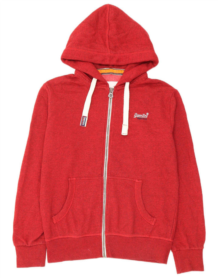 Superdry Sudadera con capucha y cremallera para hombre, tamaño grande, algodón rojo