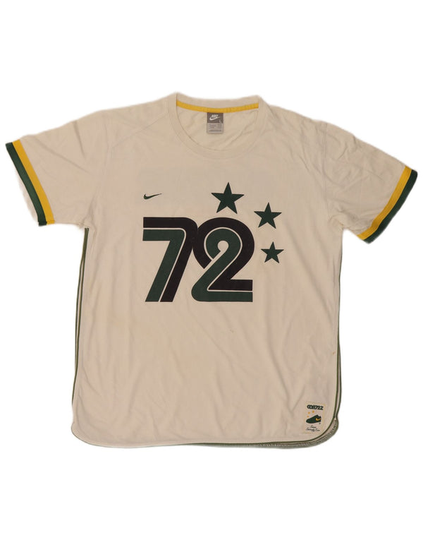 Nike Camiseta gráfica para hombre Top UK 42/44 Large Off White Cotton