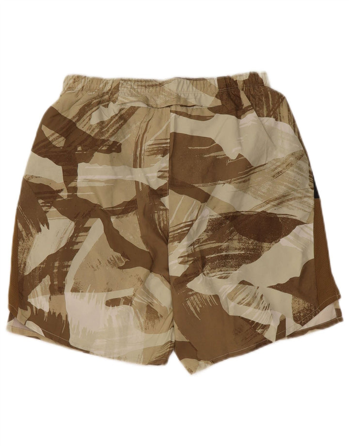 Nike Pantalones cortos deportivos Dri Fit para hombre, poliéster de camuflaje marrón pequeño