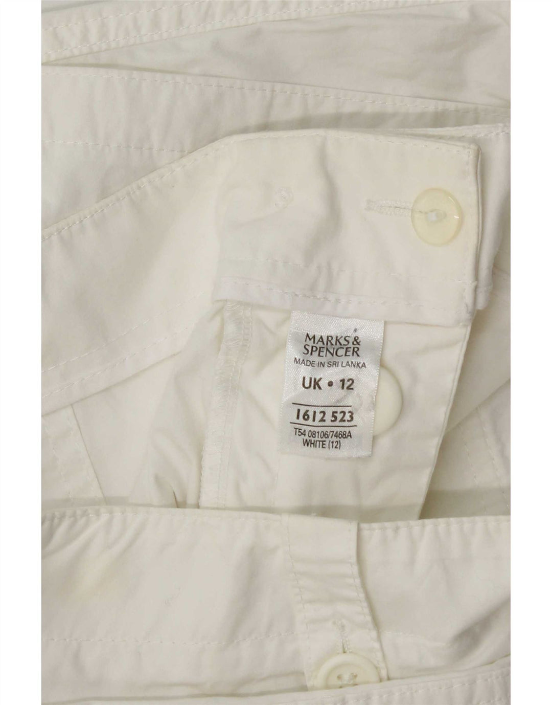 Marks & Spencer Pantalones cortos tipo cargo para mujer UK 12 Medium W32 Algodón blanco
