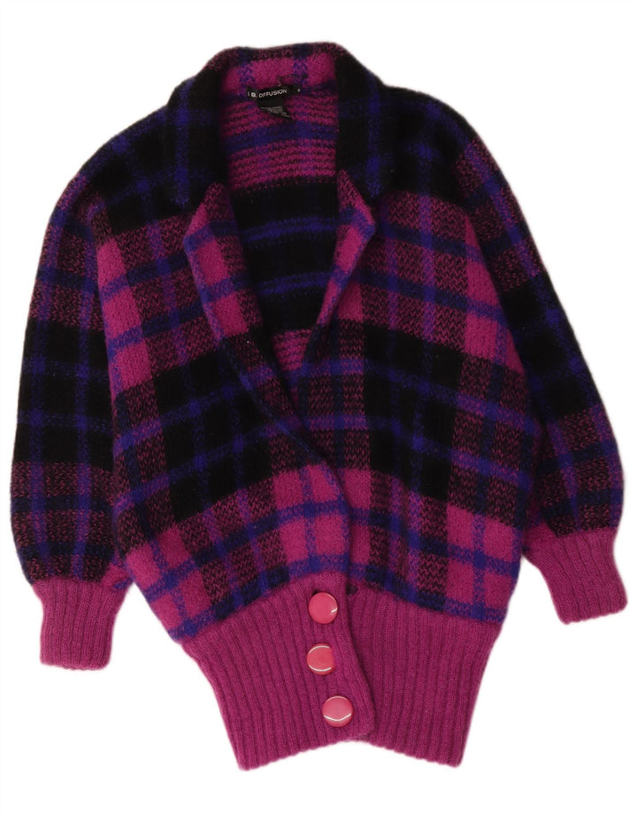 I.B Diffusion Suéter tipo cárdigan largo para mujer UK 40 Small Purple Check