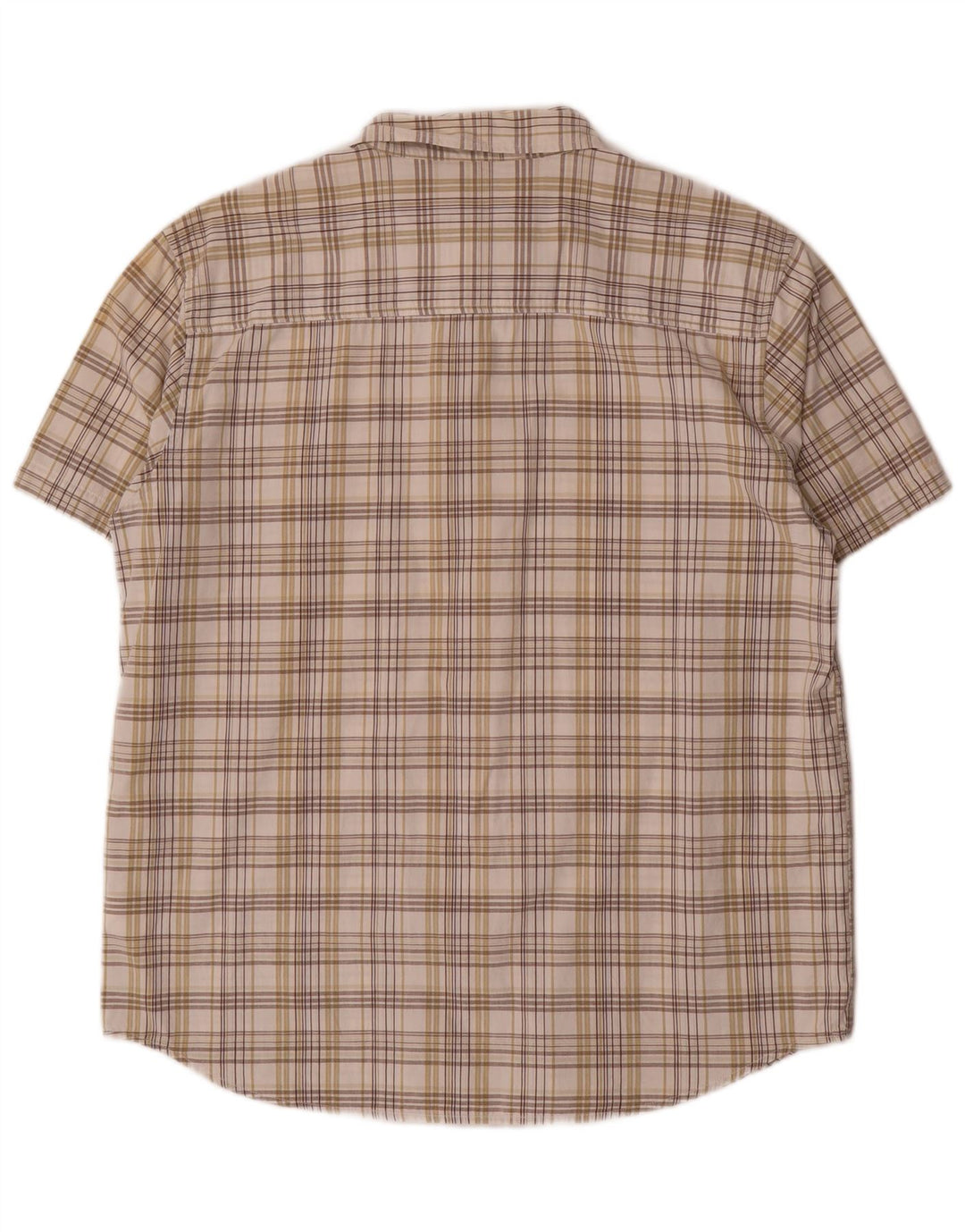 Wrangler Camisa De Manga Corta Para Hombre Algodón A Cuadros Beige Grande