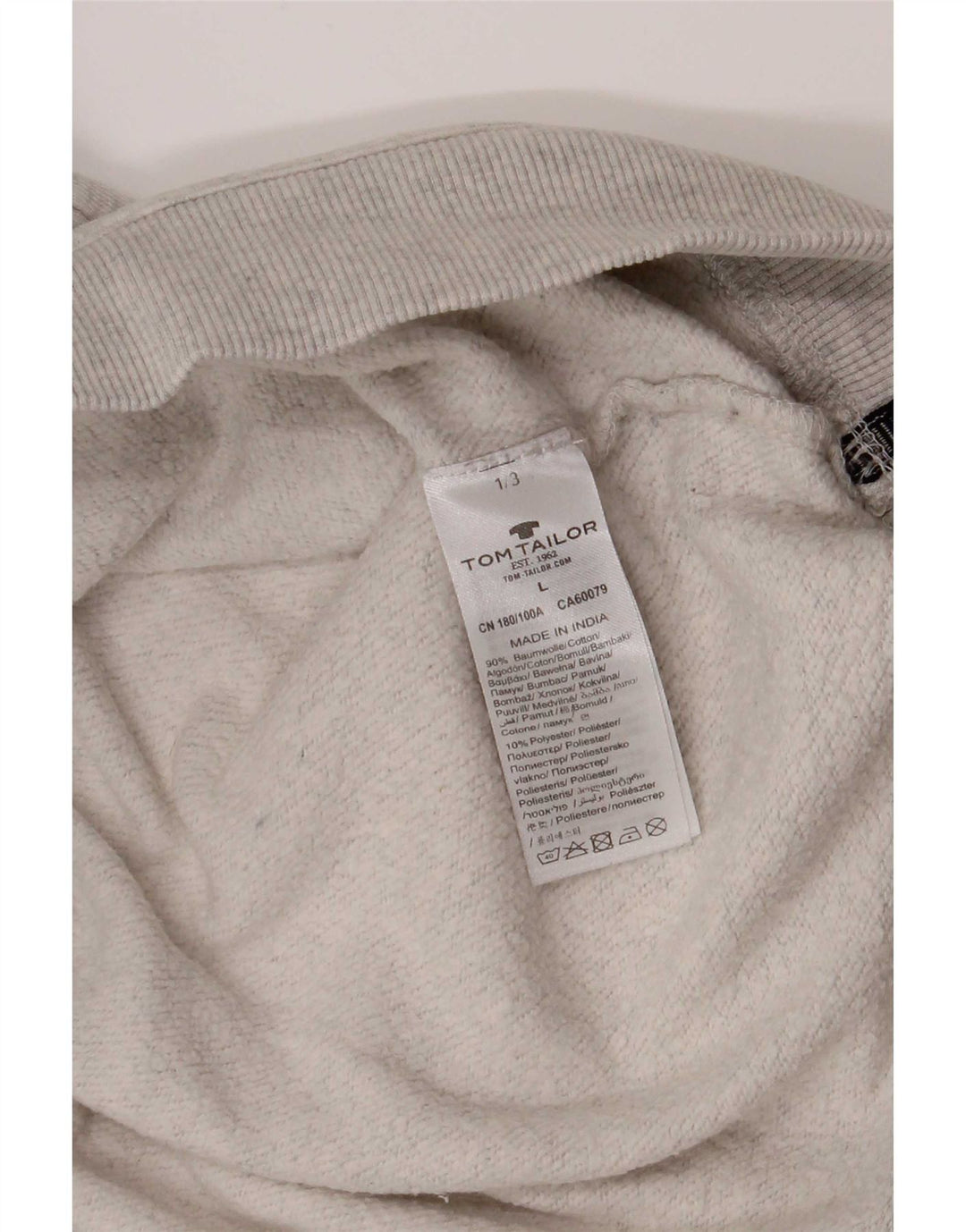 Tom Tailor Jersey con capucha y estampado gráfico para hombre de algodón gris grande