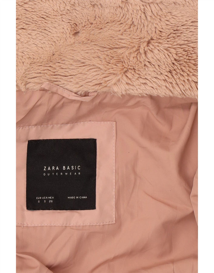Zara Mujer Crop Chaqueta Acolchada UK 10 Small Rosa