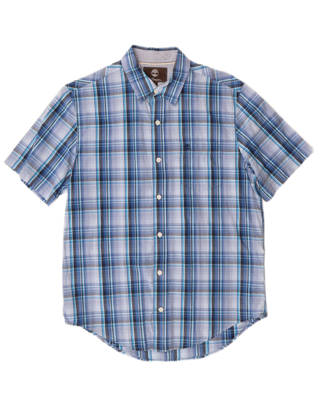 Timberland Camisa Regular Fit De Manga Corta Para Hombre Algodón A Cuadros Azul Pequeño