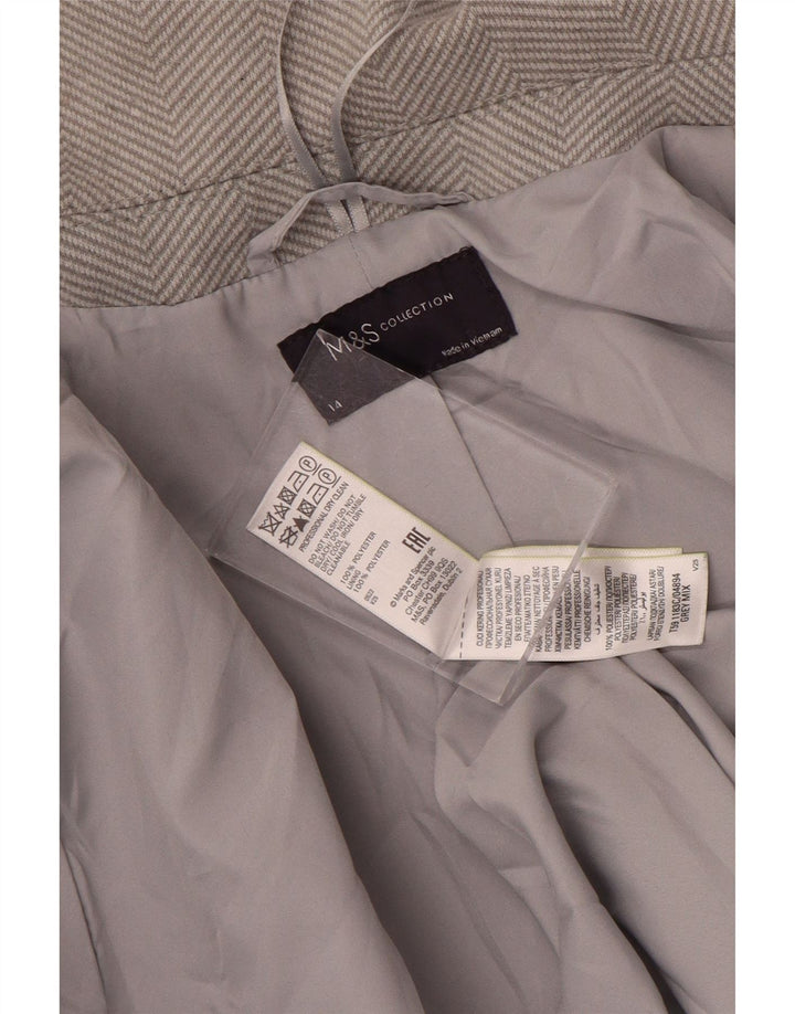 Marks & Spencer Abrigo para mujer UK 44 Grande Gris Espiga Poliéster