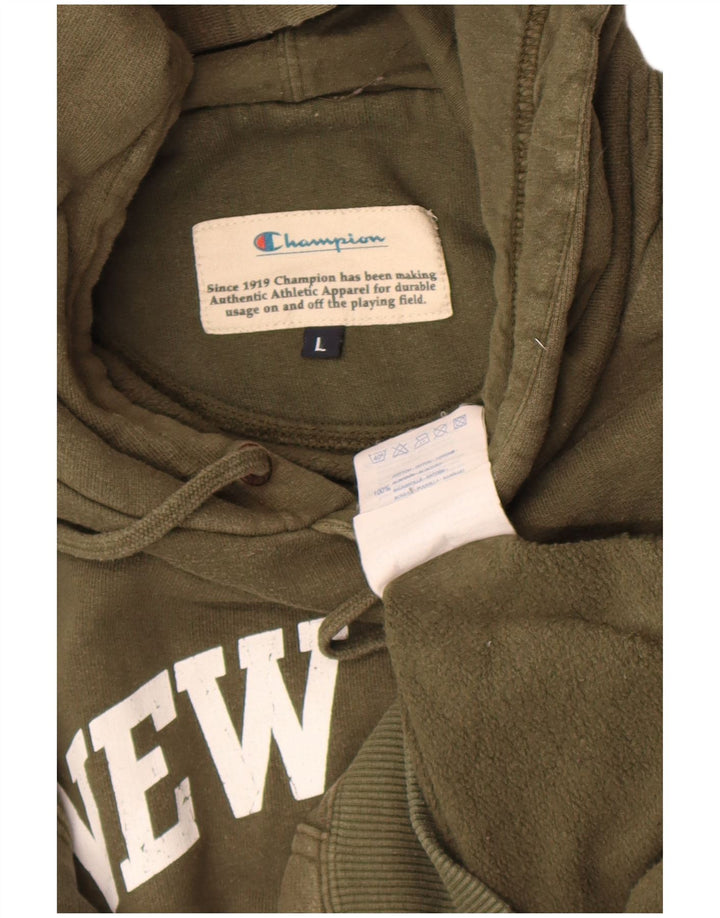 Champion Sudadera Con Capucha Gráfica Para Hombre Jersey Grande De Algodón Caqui