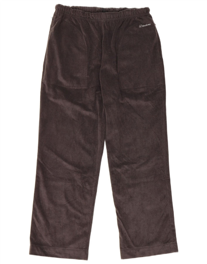 Diadora Pantalones de chándal de terciopelo para mujer UK 40 Small Gris Poliéster