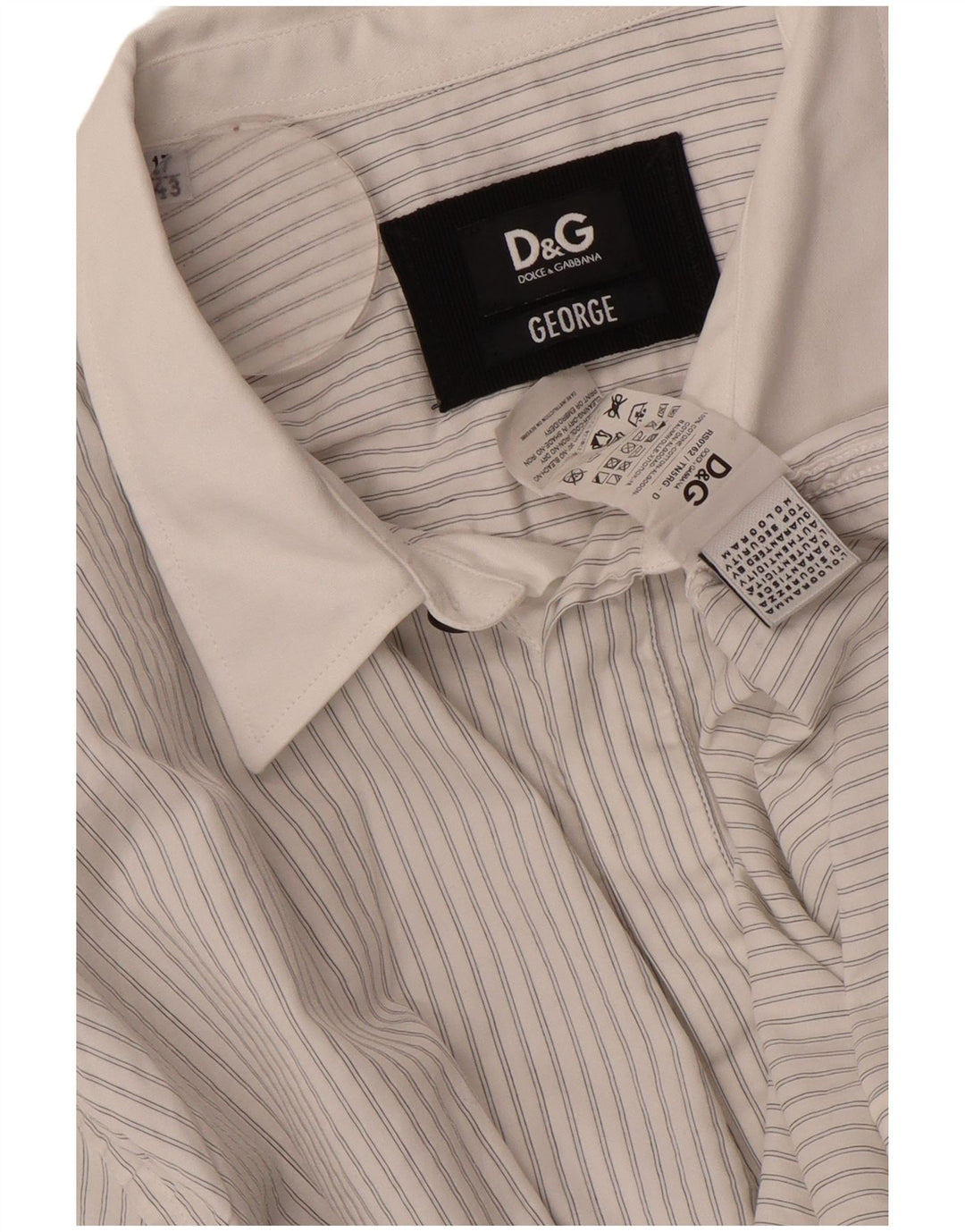 DOLCE & GABBANA Camisa formal George para hombre Talla 17 43 XL Rayas blancas
