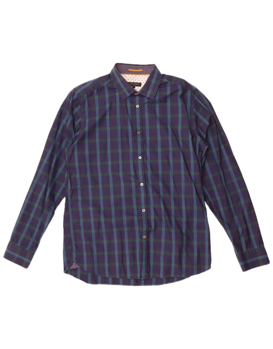 Ted Baker Camisa para hombre Talla 4 Grande Azul marino Cuadros Algodón