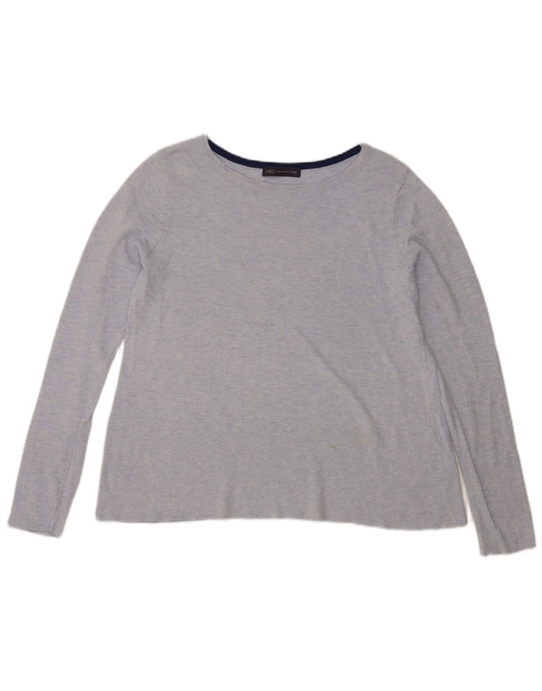Marks & Spencer Top para mujer de manga larga UK 42 Algodón azul medio