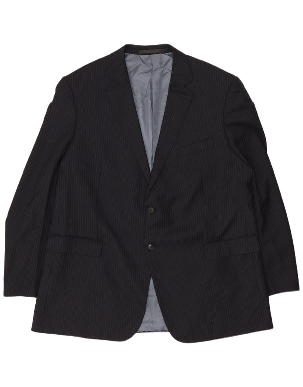 Marks & Spencer Chaqueta tipo blazer larga para hombre UK 48 2XL Azul marino Rayas diplomáticas