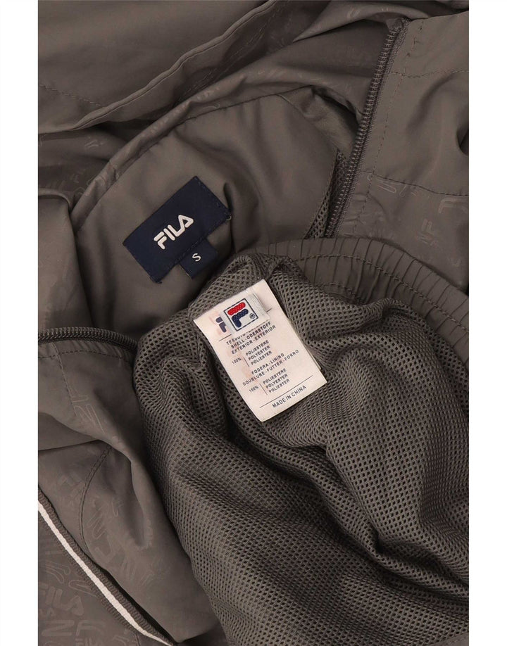 Fila Mens Graphic Hooded Chándal Top Chaqueta Pequeña Poliéster Gris