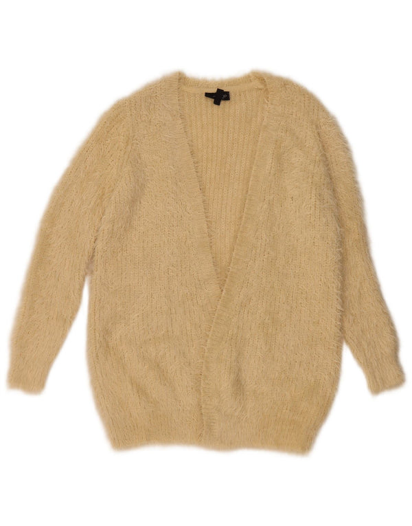 Topshop Suéter tipo cárdigan abierto para mujer UK 8 Small Beige Nylon