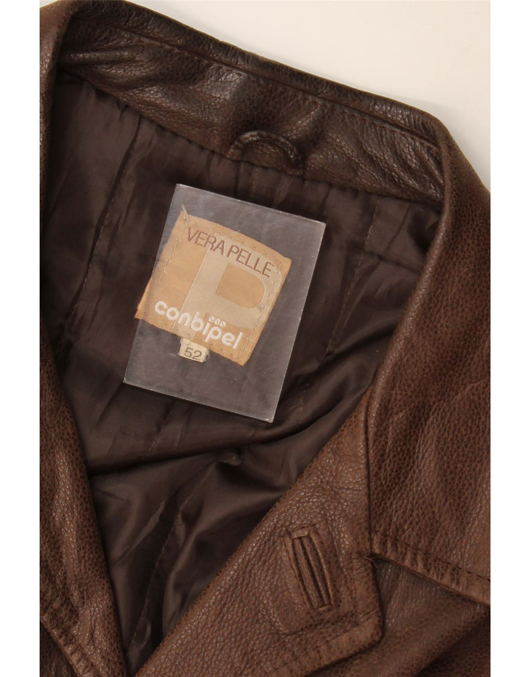 Conbipel Chaqueta de cuero para hombre IT 52 Cuero marrón grande