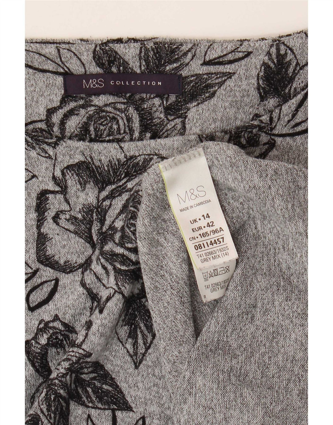 Marks & Spencer Top para mujer manga 3/4 UK 44 Poliéster floral gris grande