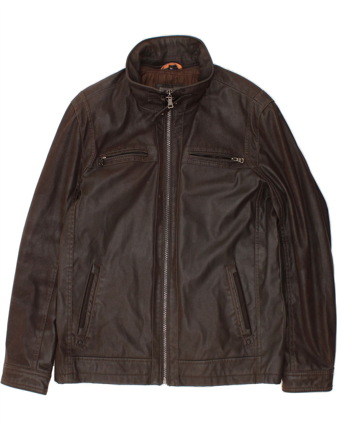 DNR Chaqueta de cuero para hombre IT 56 3XL Cuero marrón