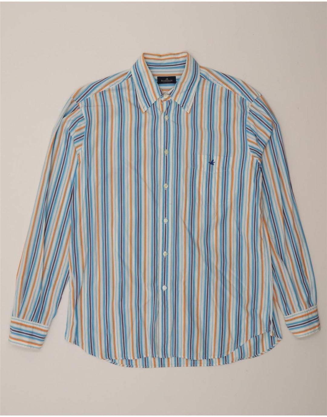 BROOKSFIELD Camisa para hombre Talla 42 Grande Azul Rayas