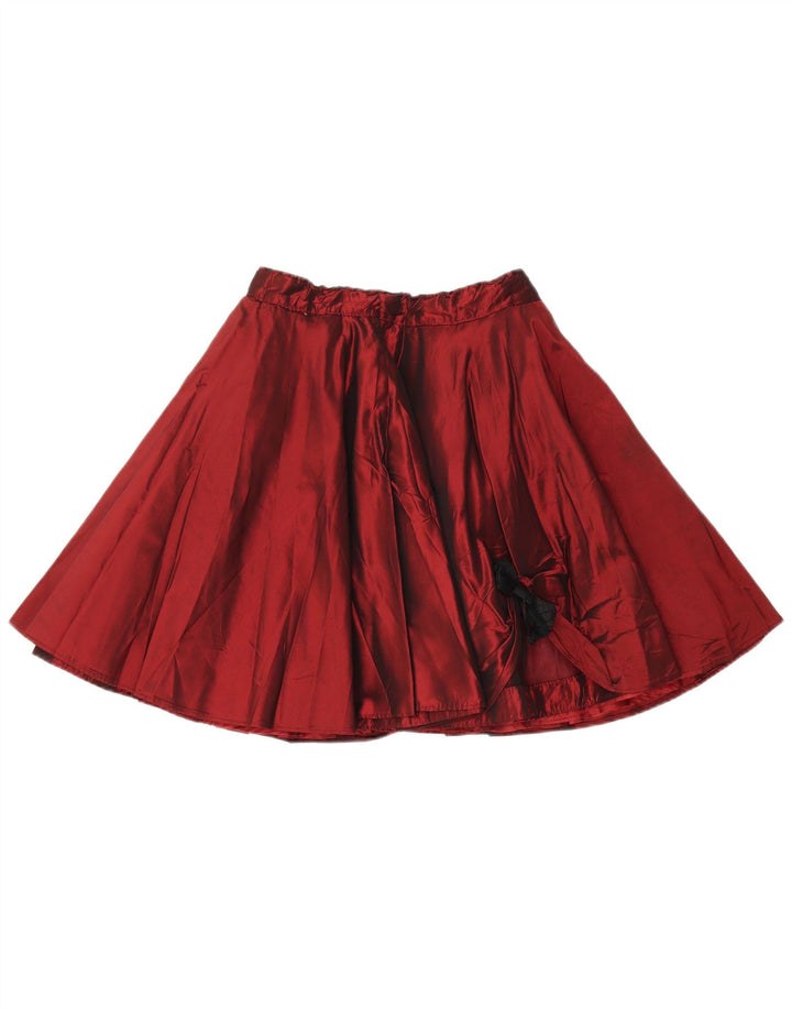 Falda acampanada vintage para mujer W26 pequeña borgoña