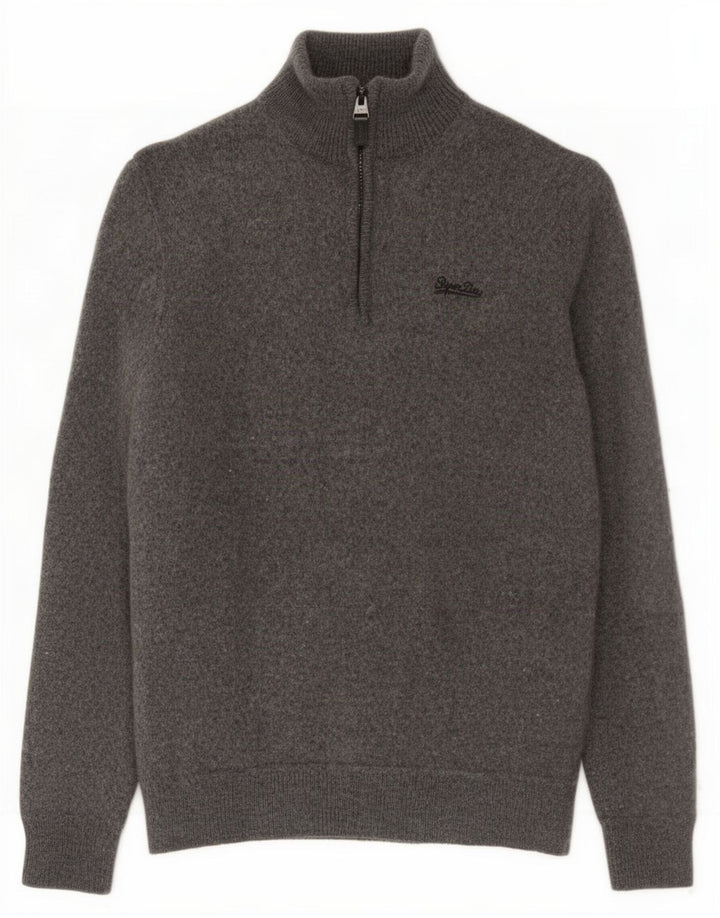Superdry Suéter tipo jersey con cremallera en el cuello para mujer Reino Unido 42 Lana gris medio