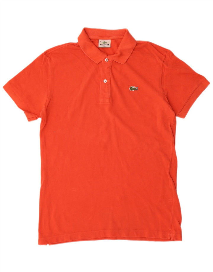LACOSTE Polo ajustado para hombre talla 4 algodón naranja mediano