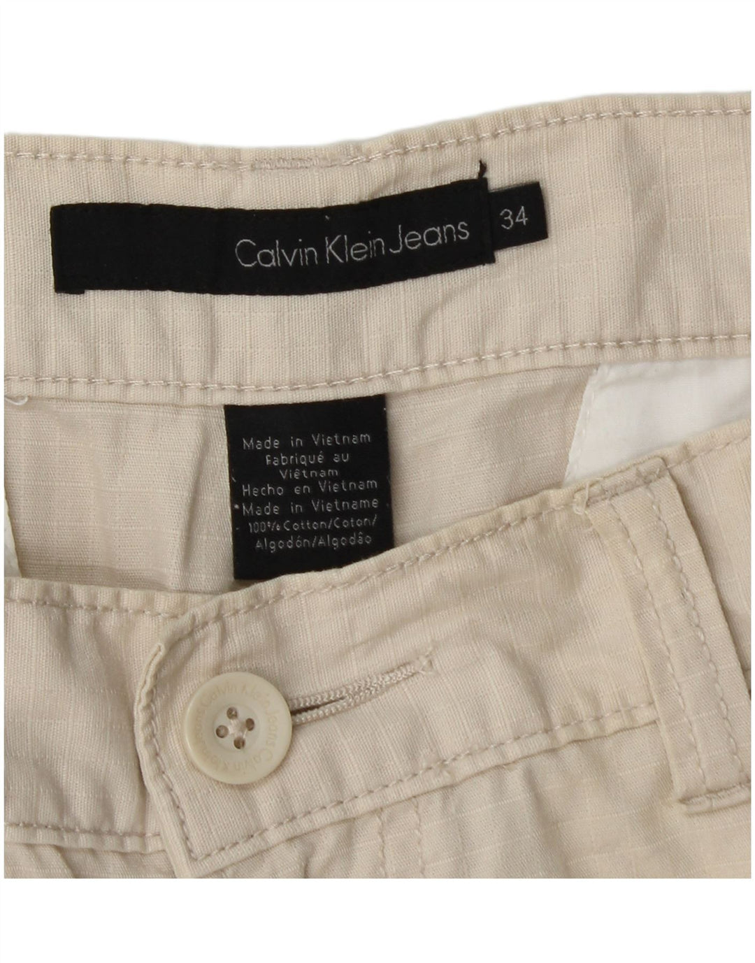 Calvin Klein Pantalones cortos cargo para hombre W34 Algodón beige grande