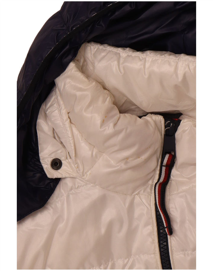 TOMMY HILFIGER Womens Hooded Padded Jacket UK 14 Medium White Polyester