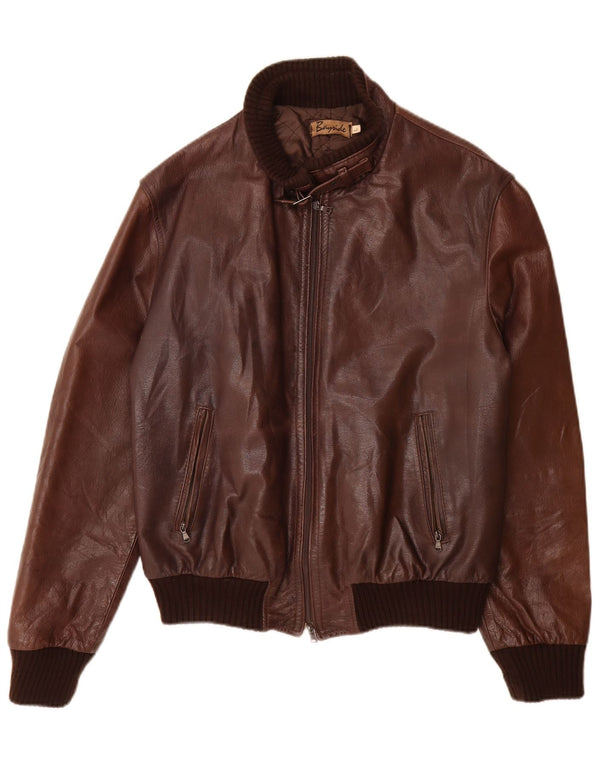 Bayside Chaqueta de cuero para hombre UK 40 Large Cuero marrón