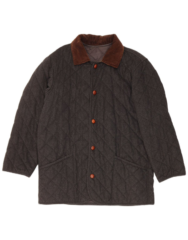 Norton & Wilson Abrigo acolchado para hombre UK 40 Large Gris Colorblock Lana
