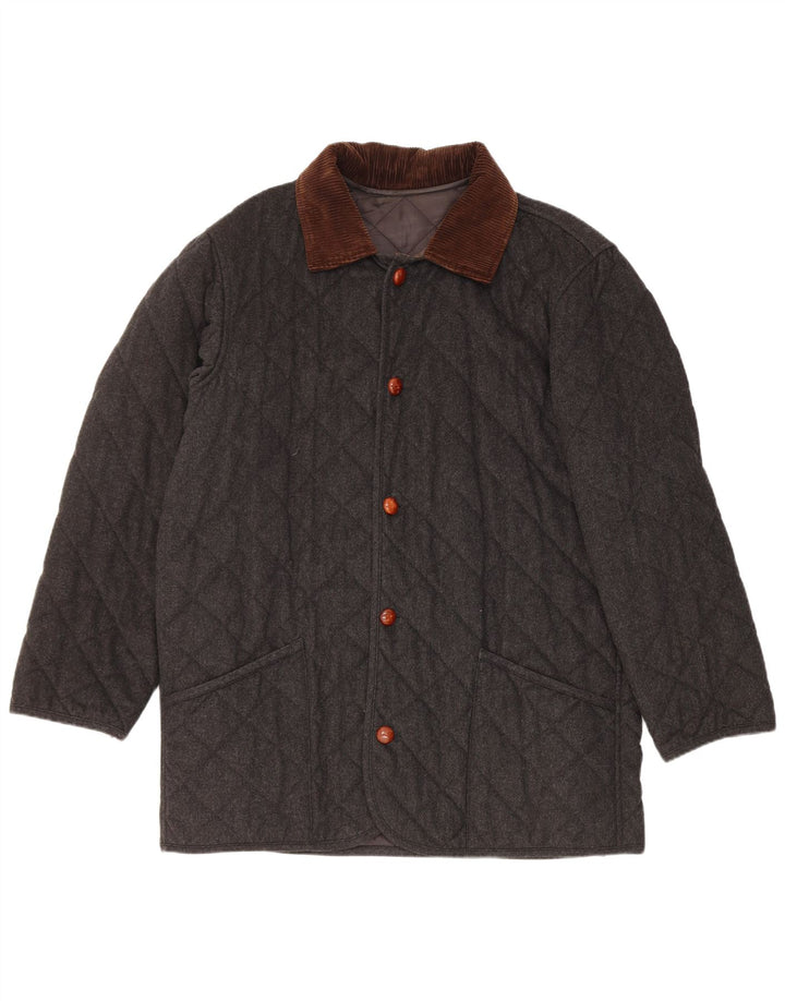 Norton & Wilson Abrigo acolchado para hombre UK 40 Large Gris Colorblock Lana