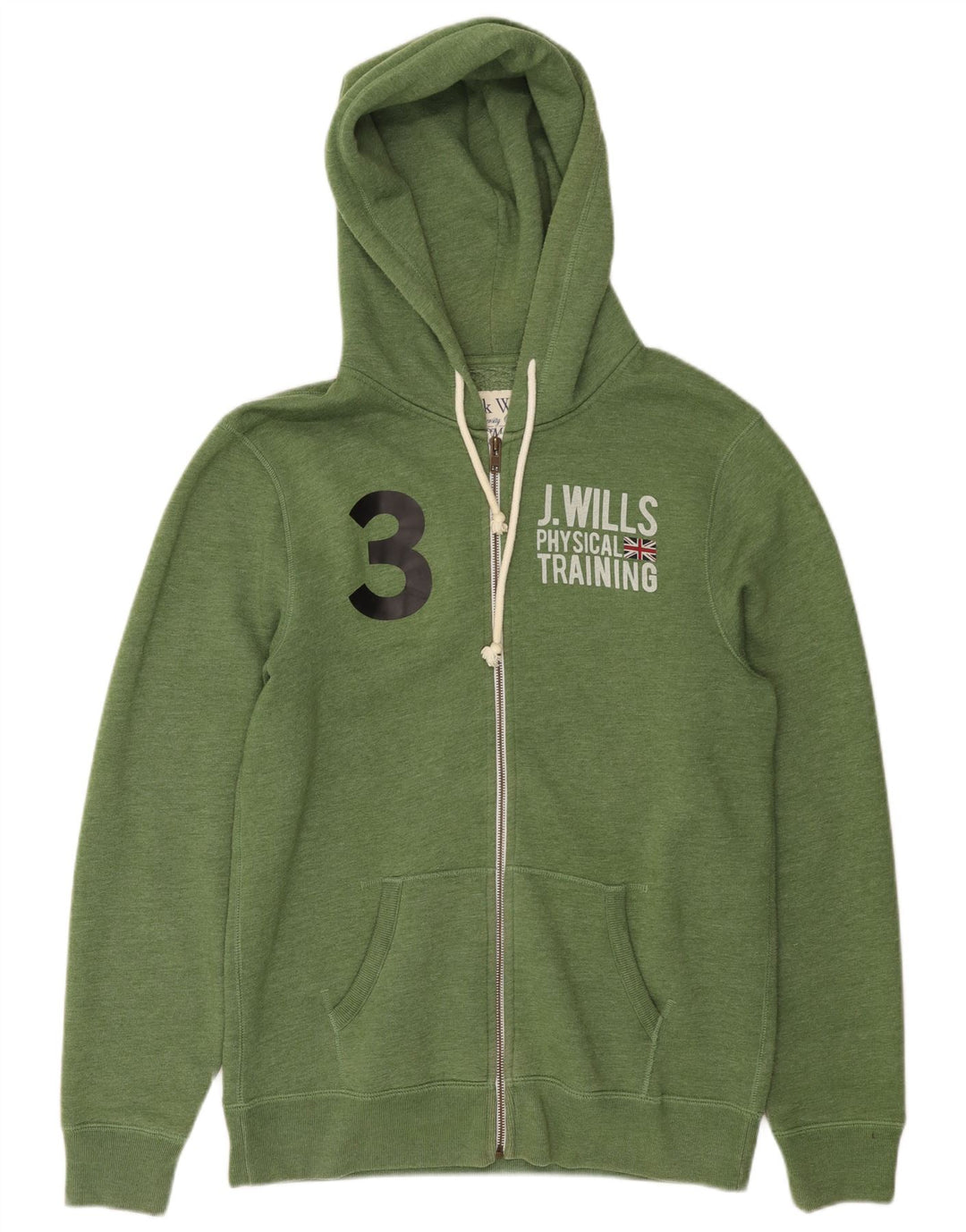 JACK WILLS Suéter con capucha y cremallera gráfica para hombre Algodón verde grande