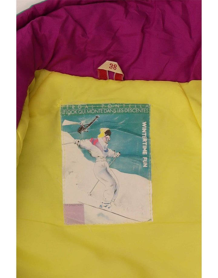 Mono de esquí vintage para mujer EU 38 Medium W28 L30 Bloque de color multicolor
