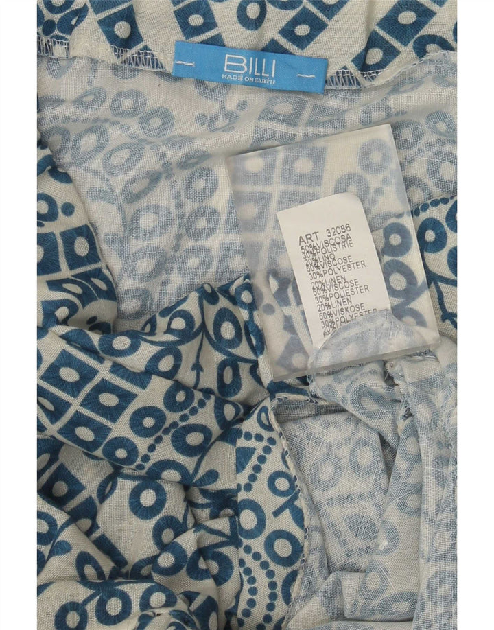 Vintage Mujer Maxi Falda W28 Azul Medio Paisley Viscosa