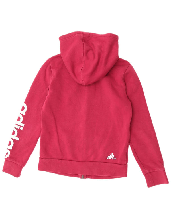 Adidas Sudadera con capucha y cremallera gráfica para mujer UK 8/10 Small Pink Cotton